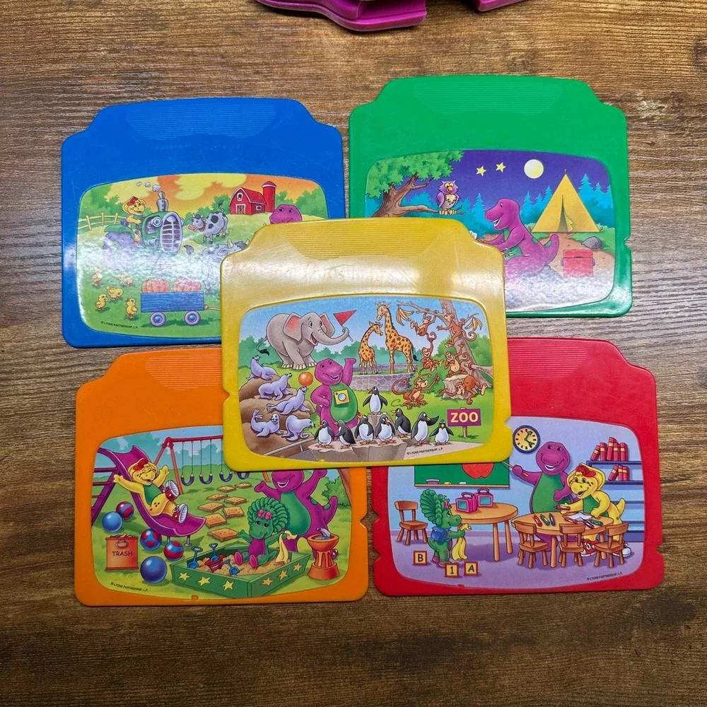 Mattel Barney the Dinosaur Learning Laptop Toy 2002 20811 5 Activity Cards READ